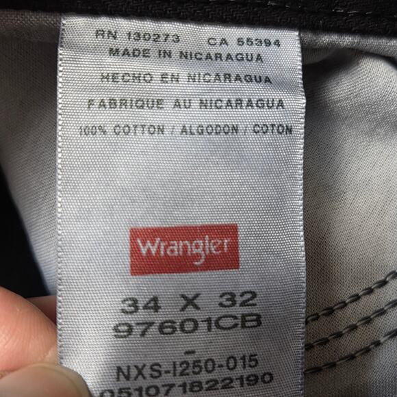 NWT Men's Wrangler 34x32 Five Star Relaxed Fit Straight Leg Black Denim Jeans - Picture 9 of 11